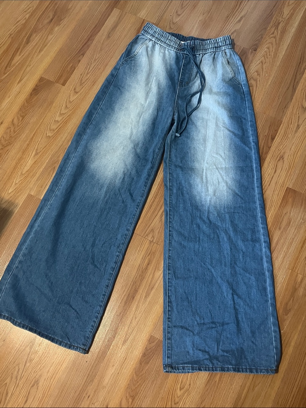 Fashion Nova Men's Relaxed Wide-Leg Denim Jeans - Blue Fade